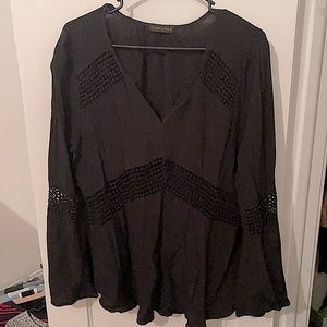 Large, black, long bell sleeve HANOVER top